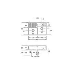 Evier timbre d'office VILLEROY ET BOCH Tradition 2 bacs 89,5 x 63 céramique vidage manuel blanc + Egouttoir déroulable