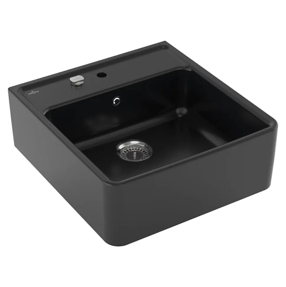 Evier timbre office 1 bac Villeroy et Boch Tradition Pure Black avec vidage automatique