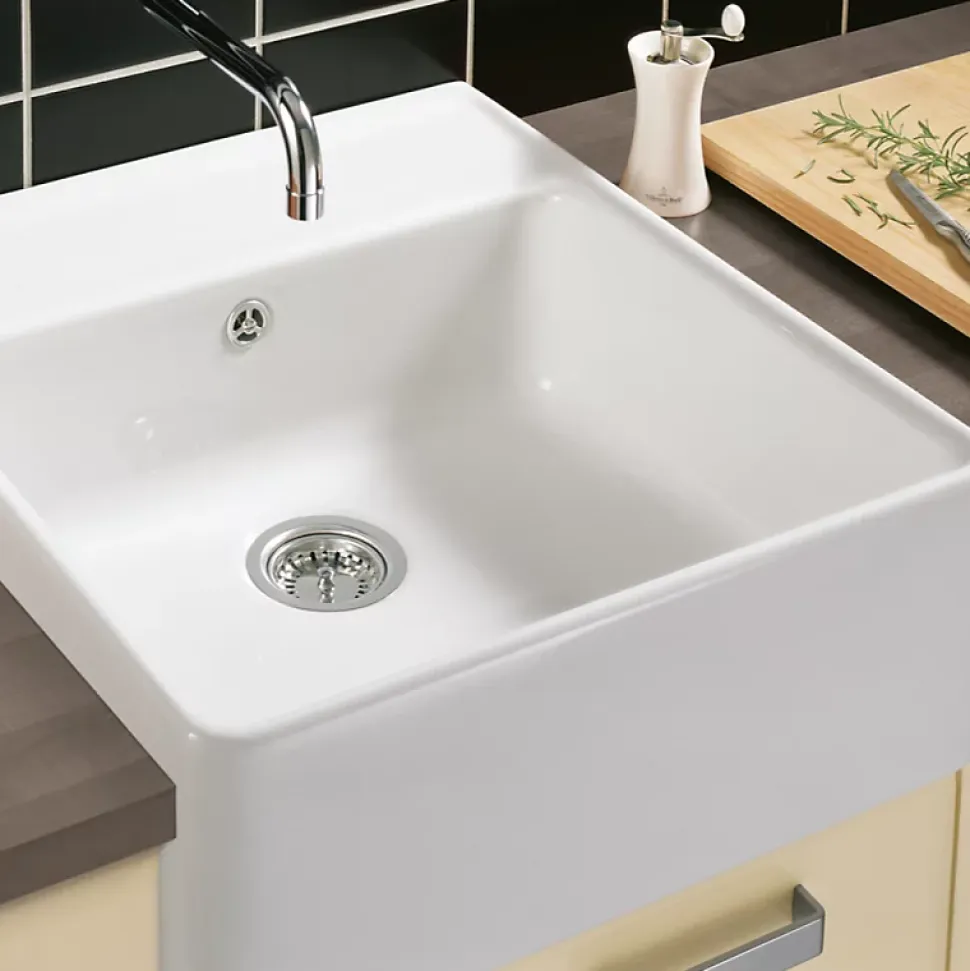 Evier timbre office VILLEROY ET BOCH Tradition 1 bac Timber CeramicPlus avec vidage manuel