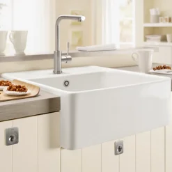 Evier timbre office VILLEROY ET BOCH Tradition 1 bac Blanc CeramicPlus avec vidage automatique