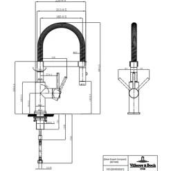Evier VILLEROY ET BOCH Subway Pure 60 1 bac et demi égouttoir à droite vidage auto + Robinet Steel Expert Compact Anthracite