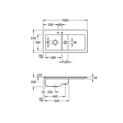 Evier VILLEROY ET BOCH Subway Pure 60 1 bac et demi égouttoir à droite vidage auto + Robinet Steel Expert Compact Acier Massif