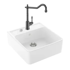 Evier VILLEROY ET BOCH Timbre d'office Tradition 1 bac vidage auto + Robinet de cuisine Avia 2.0 Anthracite