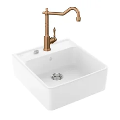 Evier VILLEROY ET BOCH Timbre d'office Tradition 1 bac vidage auto + Robinet de cuisine Avia 2.0 Bronze