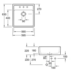 Evier VILLEROY ET BOCH Timbre d'office Tradition 1 bac vidage auto + Robinet de cuisine Avia 2.0 Bronze