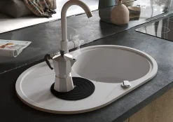 Evieren granit 1 bac - rond avec égouttoir en granit GRIS - CLARUS