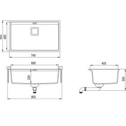 EVIERen granit 1 bac SANS EGOUTTOIR GRANIT GRIS - DELICIA