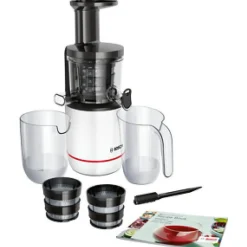 Extracteur de Jus - BOSCH - MESM500W VitaExtract - Blanc/chrome - 150 W - 1 vitesse + reverse - syst. de sécurité sur le couve