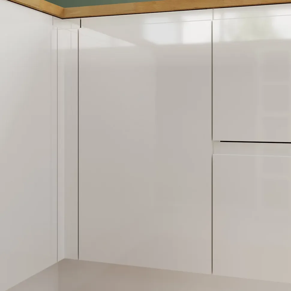 Façade de cuisine 1 porte et 1 tiroir Garcinia blanc brillant l. 40 cm x H. 72 cm GoodHome