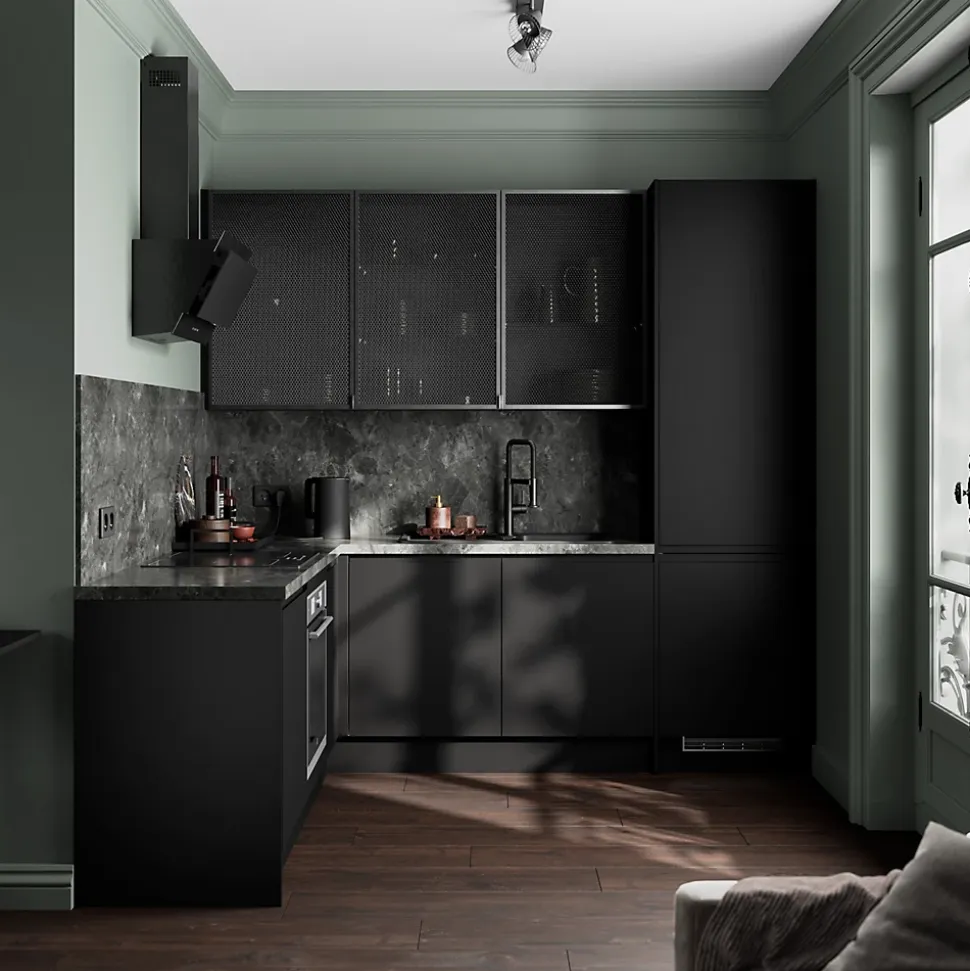 Façade de cuisine 1 porte Garcinia noir mat l. 59,7 x H. 71,5 cm GoodHome