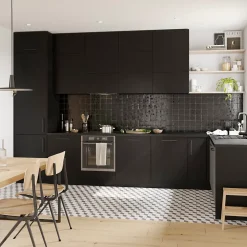 Façade de cuisine 1 tiroir et 2 casseroliers Stevia noir mat l. 80 cm x H. 72 cm GoodHome