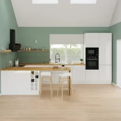 Façade de cuisine 1 tiroir et 2 casseroliers Garcinia blanc brillant l. 80 cm x H. 72 cm GoodHome