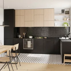 Façade de cuisine 1 tiroir et 2 casseroliers Chia décor chêne clair l. 60 cm x H. 72 cm GoodHome