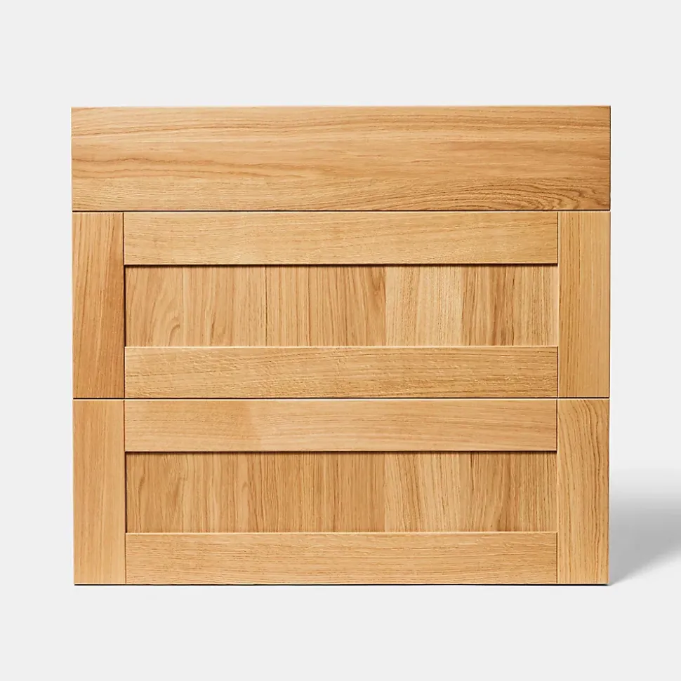 Façade de cuisine 1 tiroir et 2 casseroliers Verbena chêne massif l. 80 cm x H. 72 cm GoodHome