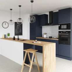 Façade de cuisine 1 tiroir et 2 casseroliers Stevia bleu mat l. 60 cm x H. 72 cm GoodHome