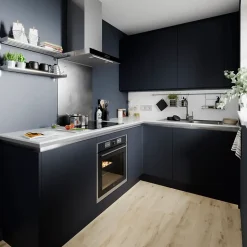 Façade de cuisine 1 tiroir et 2 casseroliers Stevia bleu mat l. 60 cm x H. 72 cm GoodHome