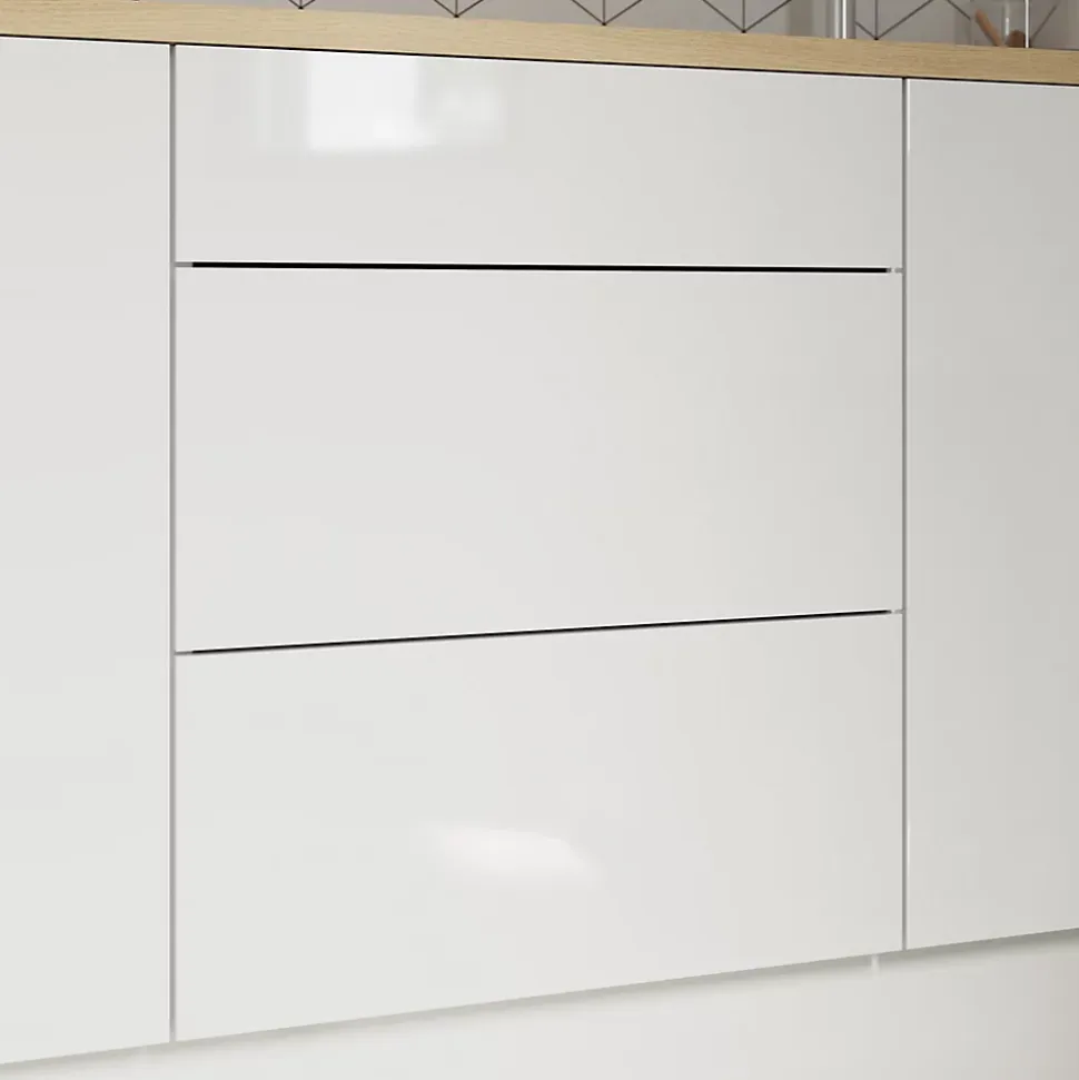 Façade de cuisine 1 tiroir et 2 casseroliers Stevia blanc brillant l. 60 cm x H. 72 cm GoodHome