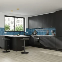 Façade de cuisine 1 tiroir et 2 casseroliers Stevia noir mat l. 60 cm x H. 72 cm GoodHome