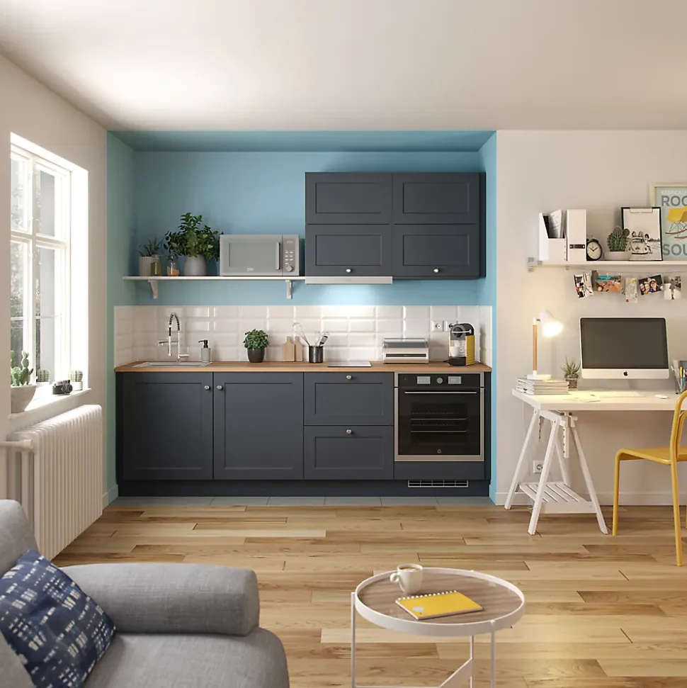 Façade de cuisine hotte / casserolier Artemisia bleu mat l. 60 cm GoodHome