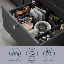 Façade de tiroir intérieur de cuisine Soto gris anthracite l. 40 cm GoodHome