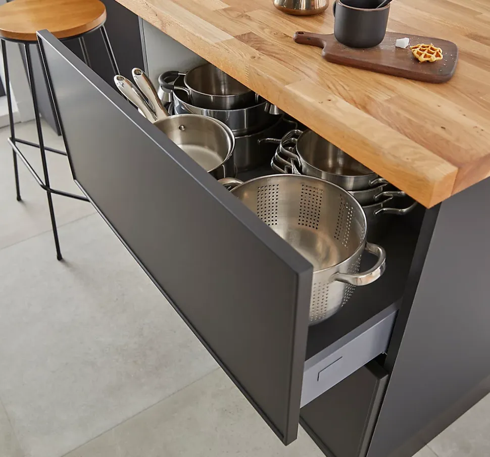 Façade de tiroir intérieur de cuisine Soto gris anthracite l. 80 cm GoodHome