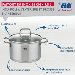 Faitout en inox 26 cm de 9,5 litres Elo Citrin