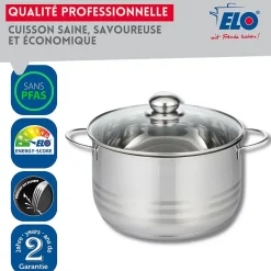 Faitout haut 24 cm en acier inoxydable sans PFAS Elo Brillant