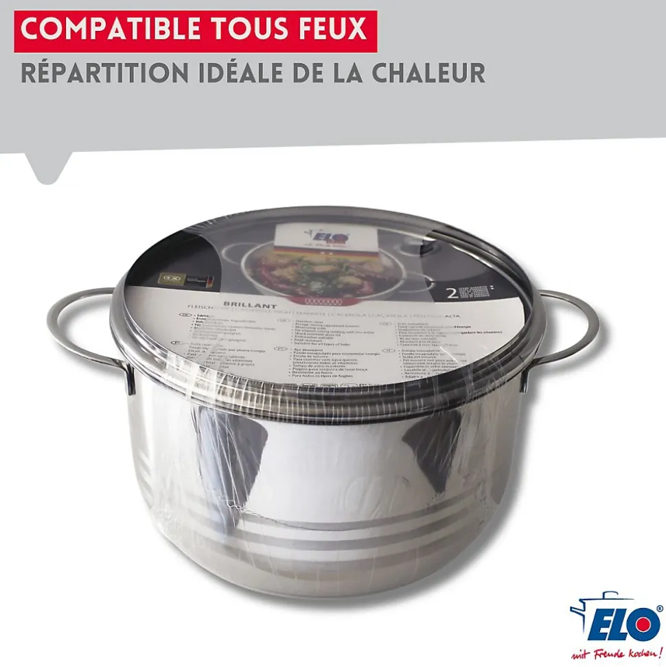 Faitout haut 24 cm en acier inoxydable sans PFAS Elo Brillant