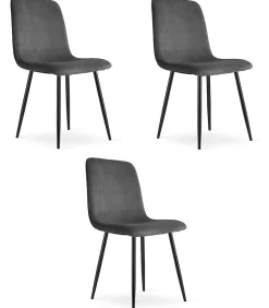 Fauteuil de salon VALORA RIFT en velours côtelé gris (x3)