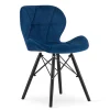 Fauteuil en velours VALORA WAKO - Bleu marine moderne avec pieds noirs