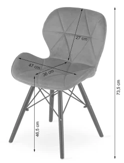 Fauteuil en velours VALORA WAKO - Bleu marine moderne avec pieds noirs