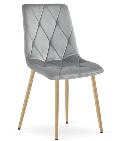 Fauteuil en velours VALORA TYRA - Gris clair élégant pour salon x 3