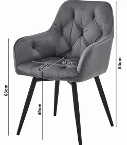 Fauteuil pivotant VALORA LUKK360 en velours gris foncé pour salon, cuisine, salle à manger