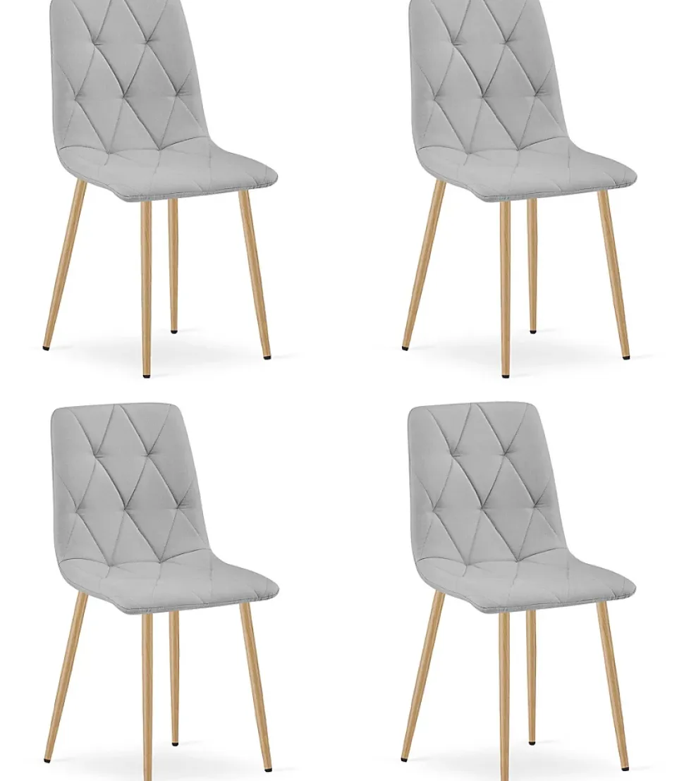 Fauteuil rembourré VALORA TYRA - Tissu gris clair élégant x 4