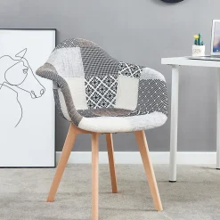 Fauteuil scandinave Patchwork (Lot de 2) Gris