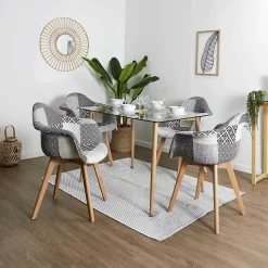 Fauteuil scandinave Patchwork (Lot de 2) Gris