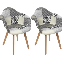 Fauteuil scandinave Patchwork (Lot de 2) Gris