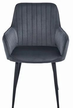 Fauteuil VALORA SELO - Velours gris foncé avec pieds noirs