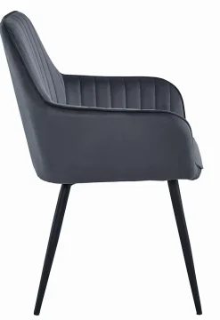 Fauteuil VALORA SELO - Velours gris foncé avec pieds noirs