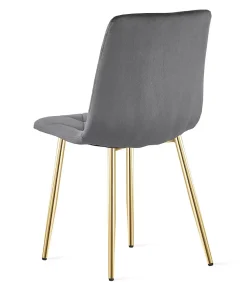 Fauteuil VALORA TYRA en velours - Gris foncé avec pieds dorés x 4