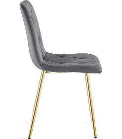 Fauteuil VALORA TYRA en velours - Gris foncé avec pieds dorés x 4