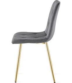 Fauteuil VALORA TYRA en velours - Gris foncé avec pieds dorés x 4