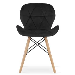 Fauteuil Valora WAKO en velours noir, design moderne pour le salon