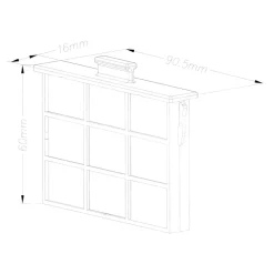 Filtre à charbon carré CARBFILT7 L. 9 cm noir
