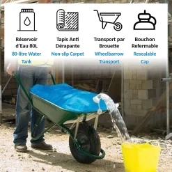 FISHTEC Réservoir d'eau Capacité 80 L - Pliable avec Surface antidérapante Résistant et Souple pour Le Jardin 100x70 cm