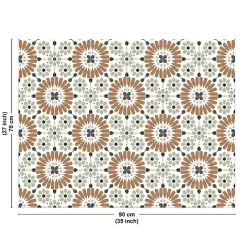 Fond de hotte en aluminium - effet carreaux de ciment marron et vert - 70x90 cm