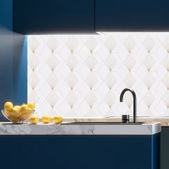 Fond de hotte en aluminium - art déco blanc - 70x60 cm