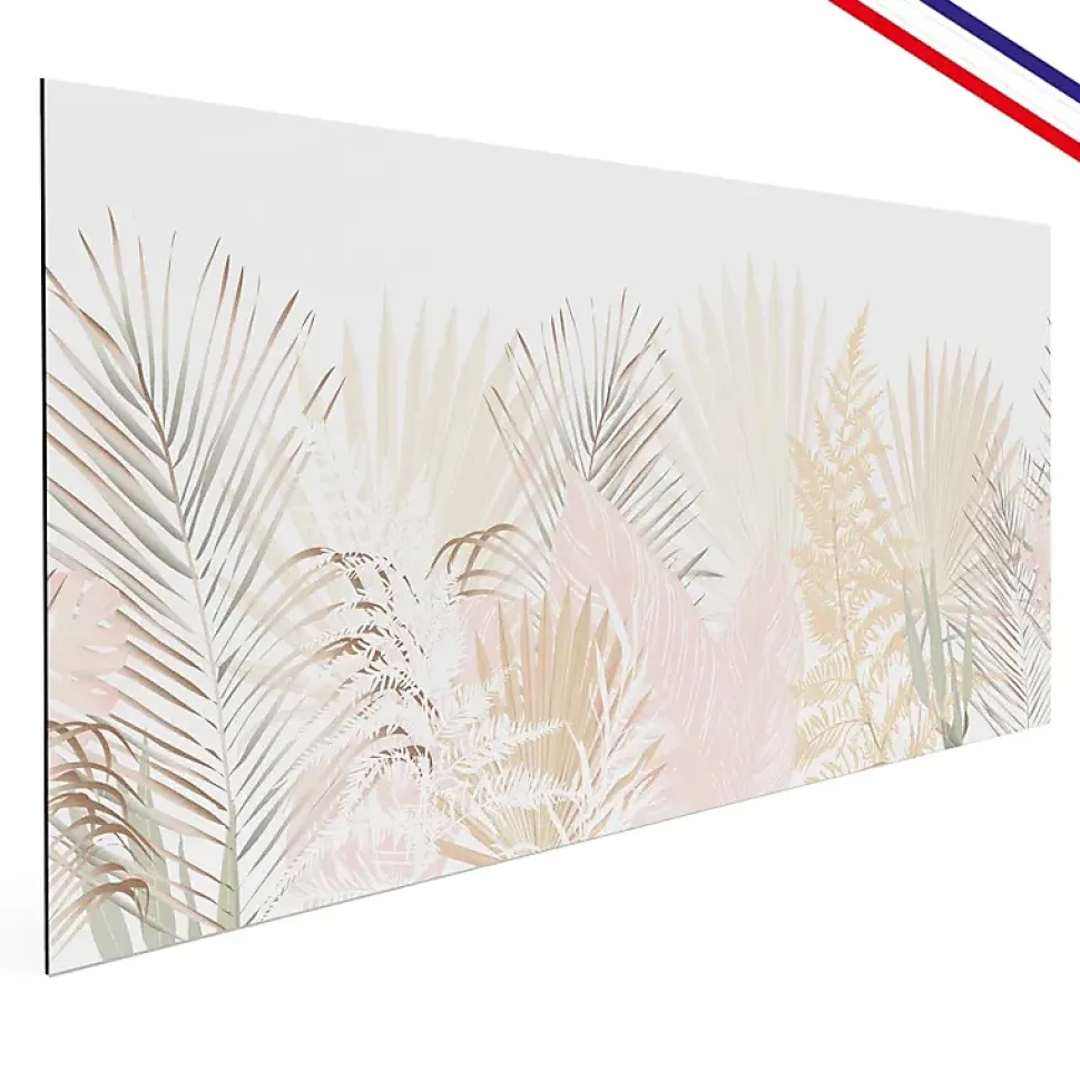 Fond de hotte en aluminium - floral beige et blanc - 70x60 cm