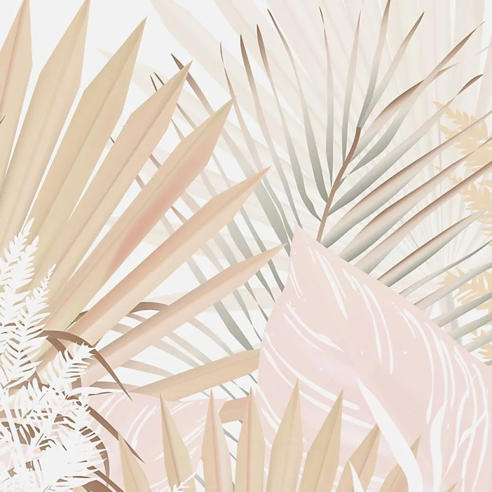 Fond de hotte en aluminium - floral beige et blanc - 70x60 cm