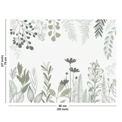 Fond de hotte en aluminium - floral vert sauge - 70x90 cm